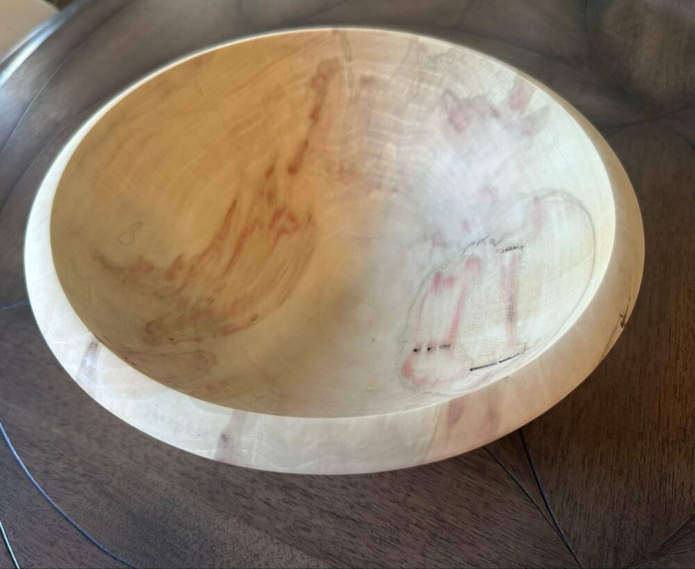 Margaret Lospinuso Signed Flame Box Elder Wood Bowl Hand Turned 9.5" Artisan
